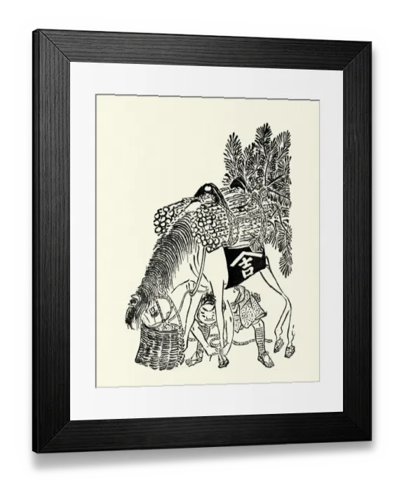 Framed Print : Japanese Art, Man feeding his horse, 19th Century Framed Print : Japanese Art, Man feeding his horse, 19th Century