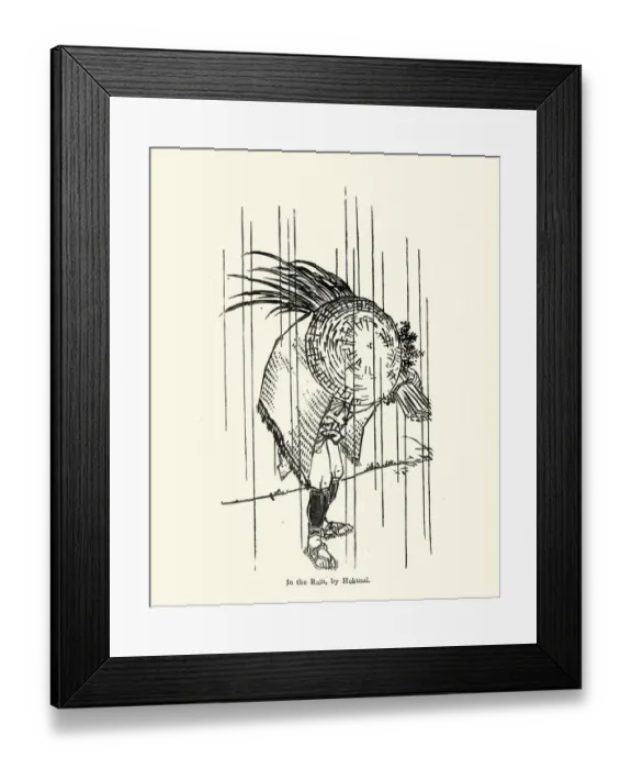 Framed Print : Japanese man harvestig in the rain, after Hokusai Framed Print : Japanese man harvestig in the rain, after Hokusai