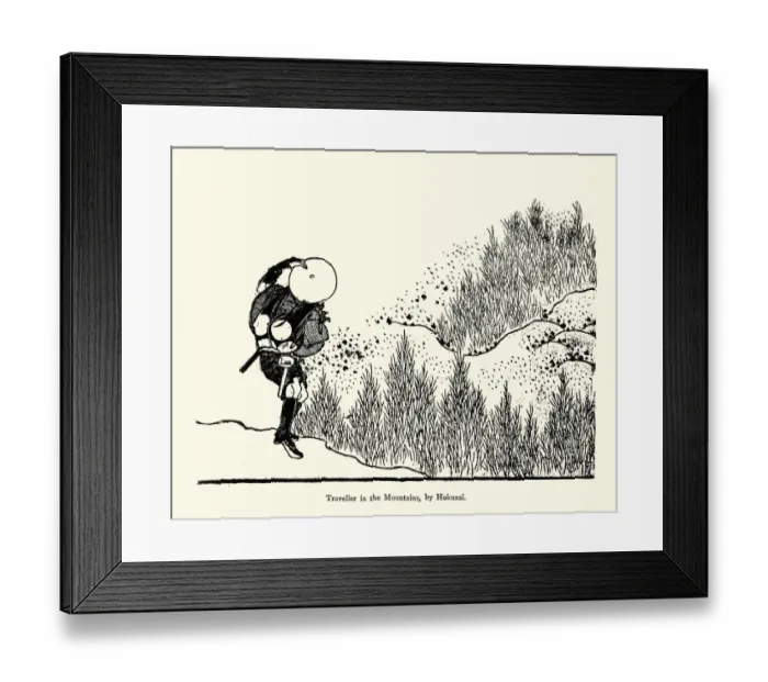 Framed Print : Japanese Art, Traveller in the Mountains Framed Print : Japanese Art, Traveller in the Mountains
