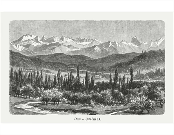 Valley of Pau, Pyrenees, France, wood engraving, published in 1897
