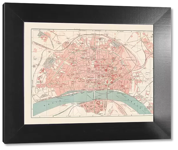 City map of Cologne, North Rhine-Westphalia, Germany, lithograph, published 1897