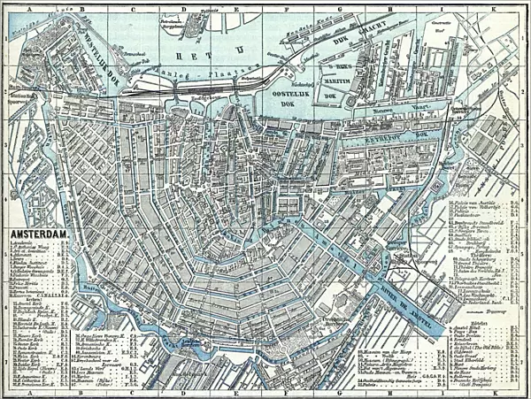 Map of city Amsterdam Netherlands from 1881