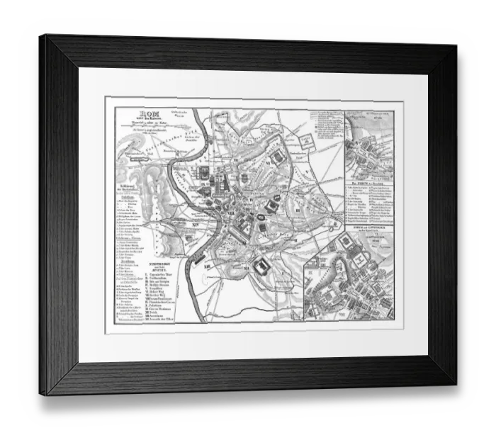 Framed Print : Old map showing Rome arround 1st century BC Framed Print : Old map showing Rome arround 1st century BC
