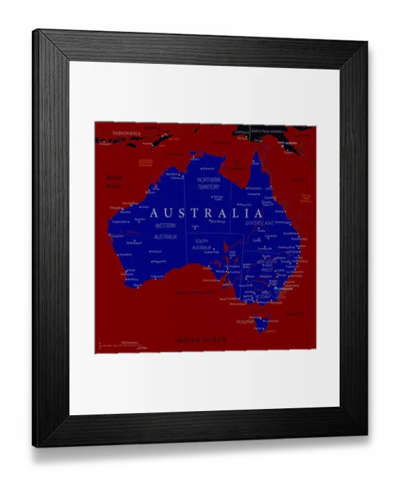 Framed Print : Map of Australia - Vector Framed Print : Map of Australia - Vector