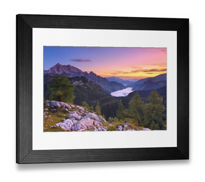 Framed Print : Winter mountains at sunrise