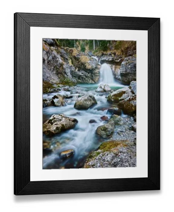 Framed Print : Kuhflucht. View of beautiful waterfall Kuhflucht cascade in germany
