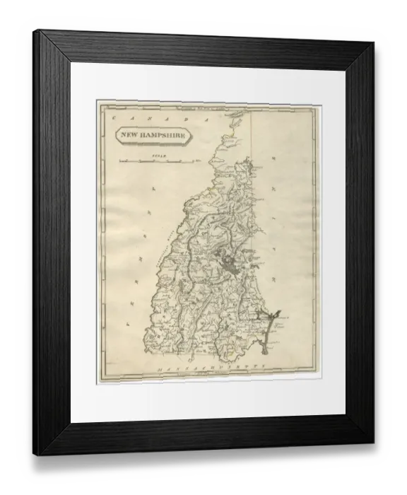 Framed Print : Antique map of New Hampshire USA 19th century 1819 Framed Print : Antique map of New Hampshire USA 19th century 1819