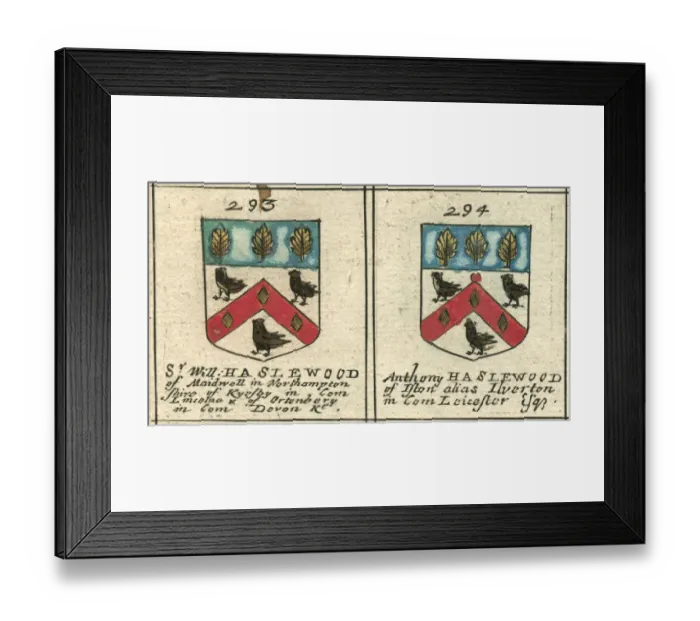 Framed Print : Coat of arms copperplate 17th century Haslewood Framed Print : Coat of arms copperplate 17th century Haslewood