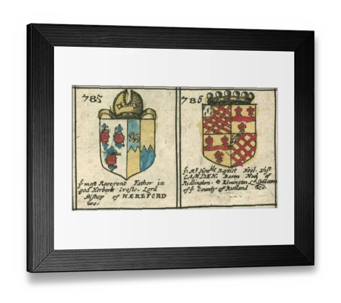 Framed Print : Noel and Croft coat of arms 17th century
