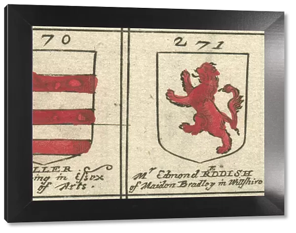 Coat of arms copperplate 17th century Fuller and Reddish