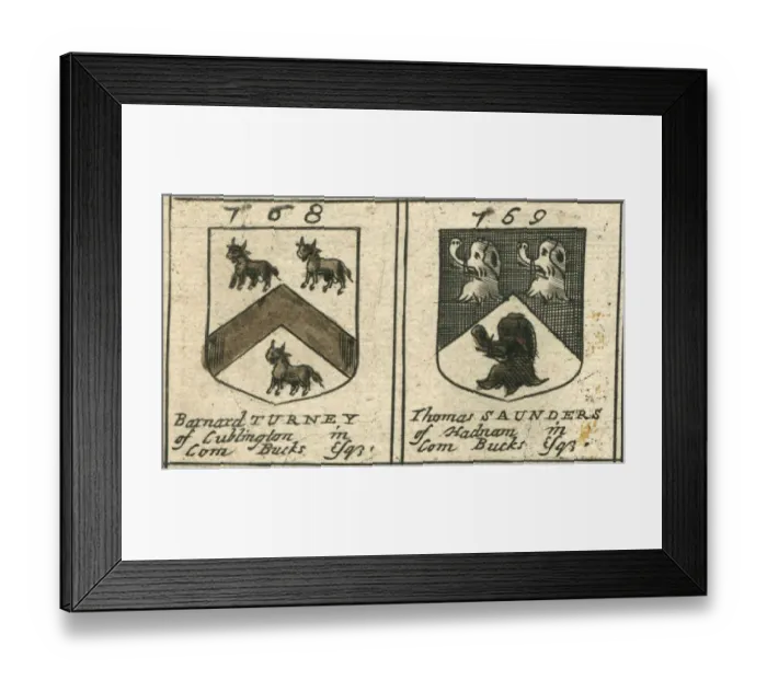 Framed Print : Coat of arms 17th century Turney and Saunders Framed Print : Coat of arms 17th century Turney and Saunders