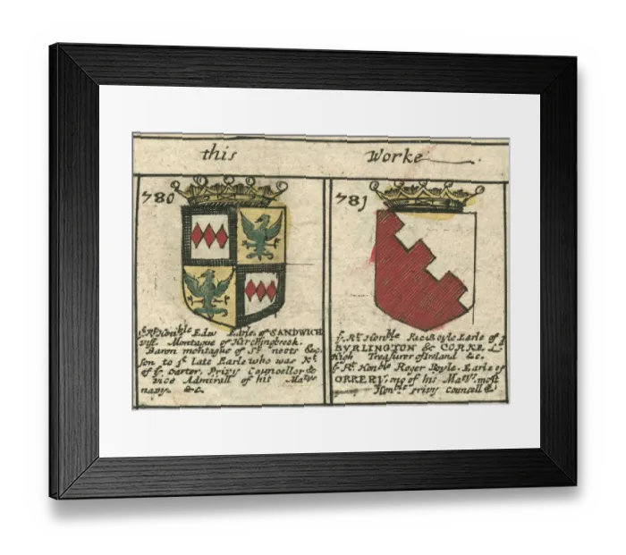 Framed Print : Sandwich and Burlington Coat of arms 17th century Framed Print : Sandwich and Burlington Coat of arms 17th century
