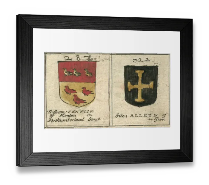 Framed Print : Coat of arms 17th century Fenwick and Alleyn Framed Print : Coat of arms 17th century Fenwick and Alleyn