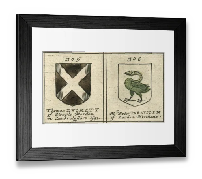 Framed Print : Coat of arms 17th century Duckett and Paravicin Framed Print : Coat of arms 17th century Duckett and Paravicin