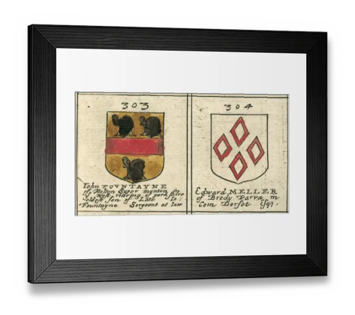 Framed Print : Coat of arms copperplate 17th century Fountayne and Meller