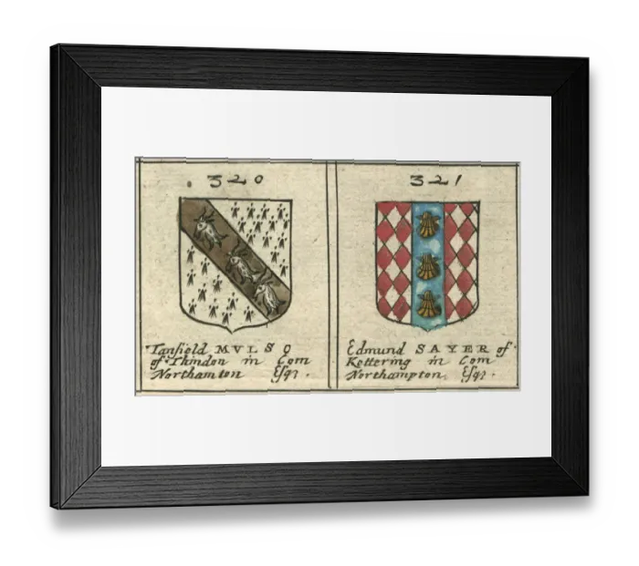 Framed Print : Coat of arms 17th century Mulso and Sayer Framed Print : Coat of arms 17th century Mulso and Sayer