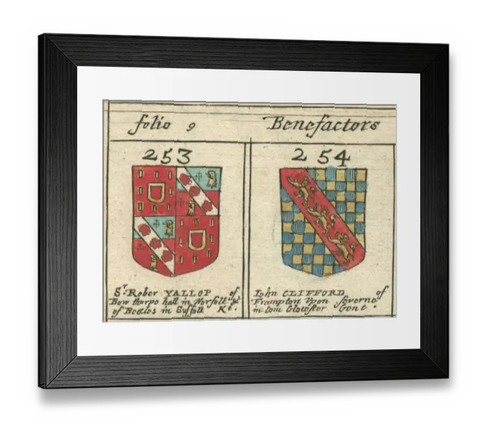 Framed Print : Coat of arms copperplate 17th century Yallop and Clifford Framed Print : Coat of arms copperplate 17th century Yallop and Clifford