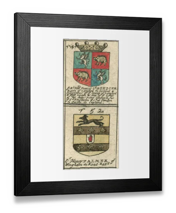 Framed Print : Coat of arms 17th century Aungier and Palmer