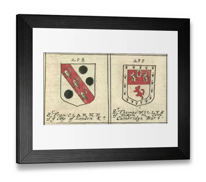 Framed Print : Coat of arms copperplate 17th century Clarke and Willis Framed Print : Coat of arms copperplate 17th century Clarke and Willis