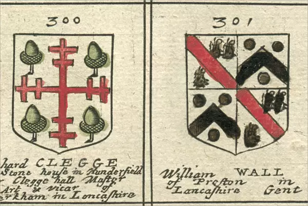 Coat of arms 17th century Clegge and Wall