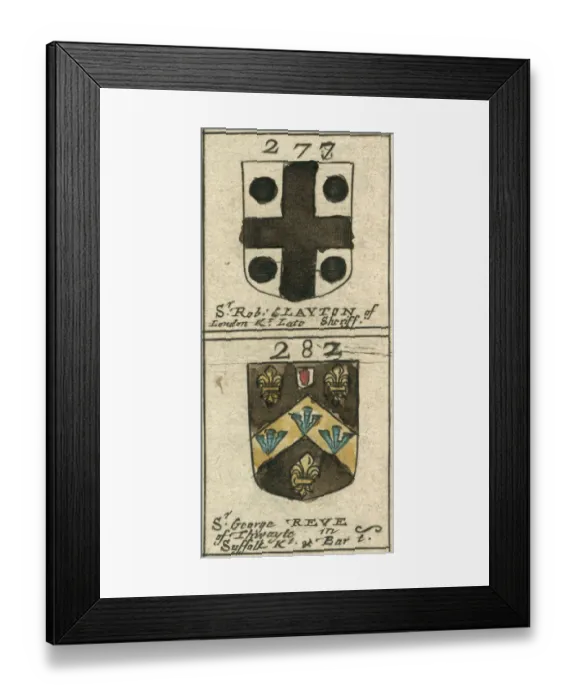 Framed Print : Coat of arms 17th century Clayton and Reeve Framed Print : Coat of arms 17th century Clayton and Reeve