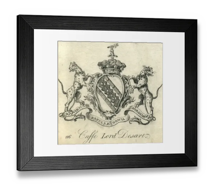 Framed Print : Coat of arms Cuffe Lord Desart 18th century Framed Print : Coat of arms Cuffe Lord Desart 18th century