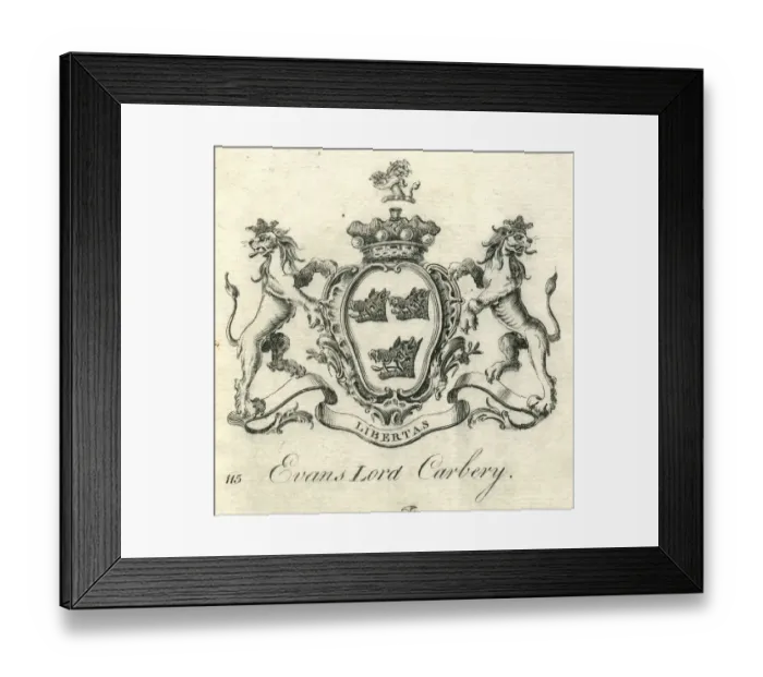 Framed Print : Coat of arms Evans Lord Carbery 18th century Framed Print : Coat of arms Evans Lord Carbery 18th century