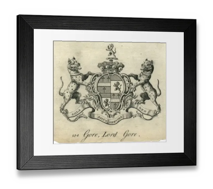 Framed Print : Coat of arms Lord Gore 18th century Framed Print : Coat of arms Lord Gore 18th century