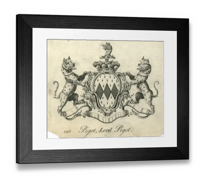 Framed Print : Coat of arms Lord Pigot 18th century Framed Print : Coat of arms Lord Pigot 18th century