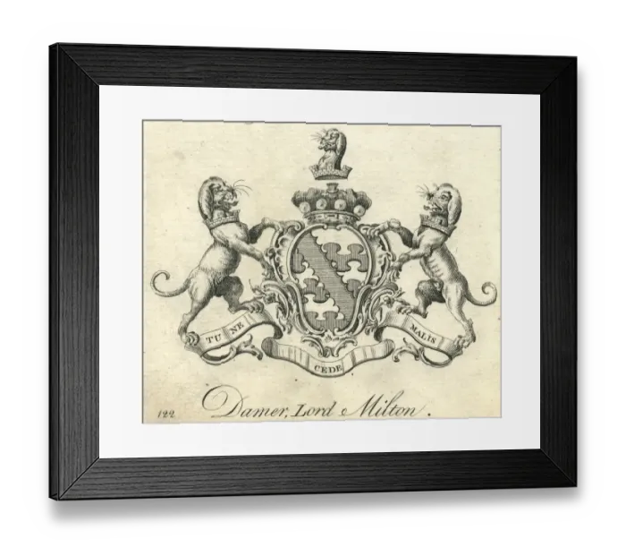 Framed Print : Coat of Arms Damer Lord Milton 18th century Framed Print : Coat of Arms Damer Lord Milton 18th century