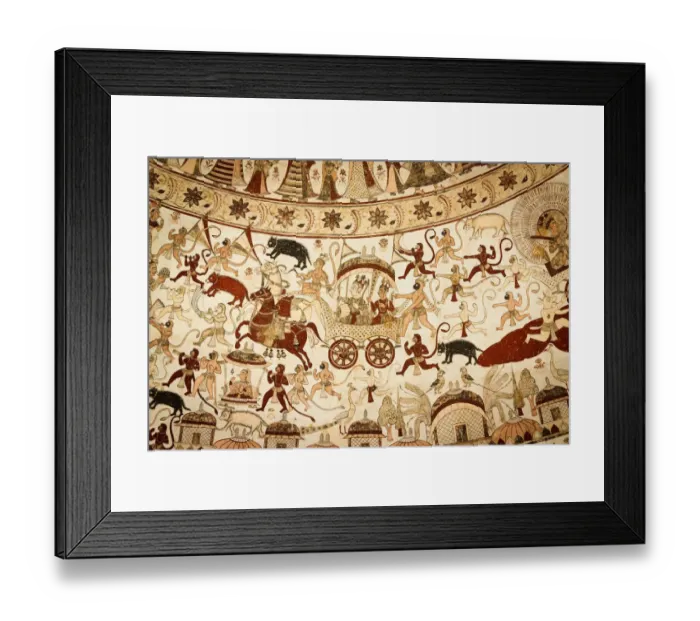 Framed Print : Battle Scene with Thakur Sardul Singh Riding a Carriage Framed Print : Battle Scene with Thakur Sardul Singh Riding a Carriage