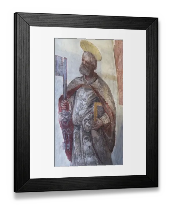 Framed Print : Fresco of Saint Peter with the three keys from the 16th century, St. Egidien, Beerbach, Middle Franconia, Bavaria, Germany Framed Print : Fresco of Saint Peter with the three keys from the 16th century, St. Egidien, Beerbach, Middle Franconia, Bavaria, Germany