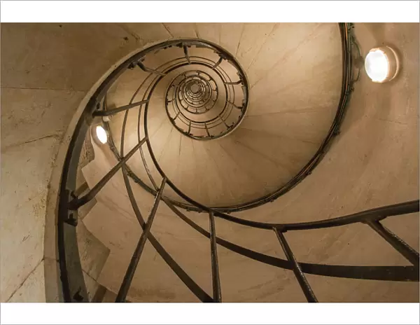 Upward view of spiral staircase