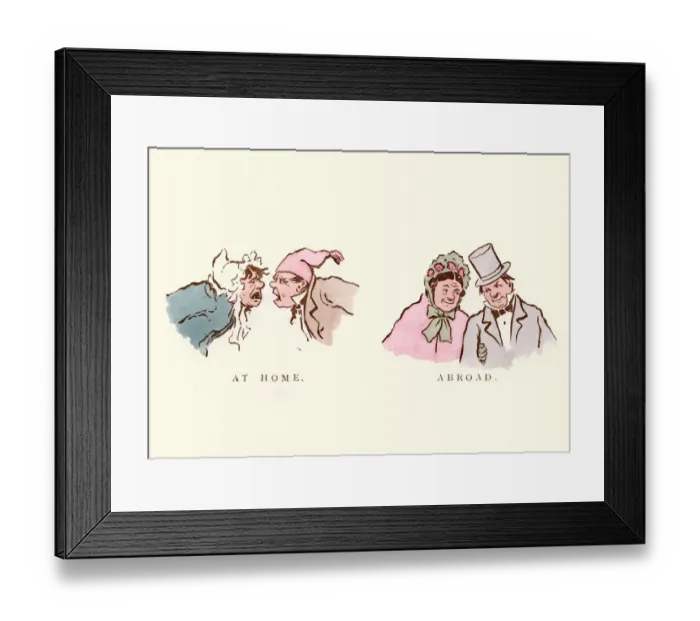 Framed Print : Victorian satire, Old married couple at Home and Abroad Framed Print : Victorian satire, Old married couple at Home and Abroad