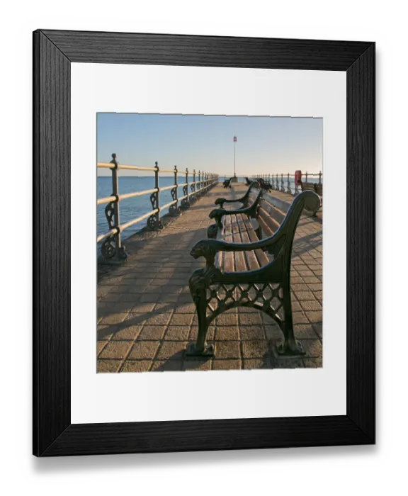 Framed Print : The Benches Swanage Pier Framed Print : The Benches Swanage Pier