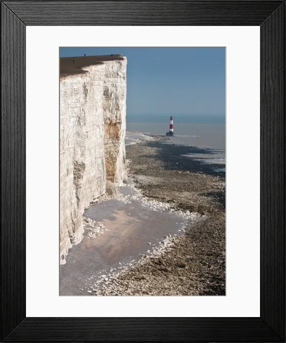 Framed Print : Beachy Head Lighthouse seen from the cliff top