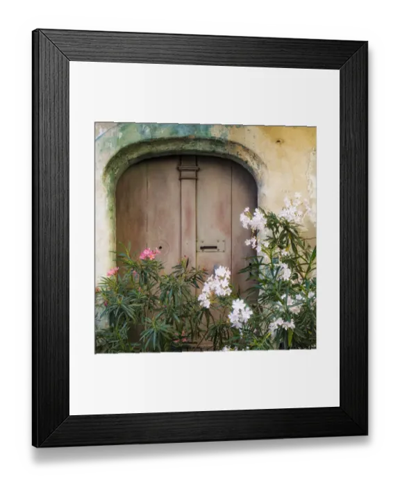 Framed Print : Old door, flowers, Bonnieux in Provence, France Framed Print : Old door, flowers, Bonnieux in Provence, France