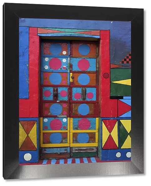 Colourful, multi-coloured, multi coloured, multicoloured, abstract, shapes, door