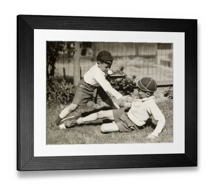 Framed Print : Boys playing baseball