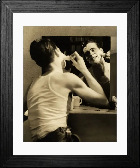 Framed Print : Man putting on shaving cream Framed Print : Man putting on shaving cream