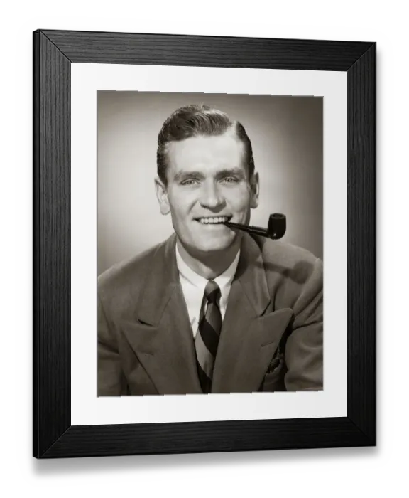 Framed Print : Portrait of man smoking pipe Framed Print : Portrait of man smoking pipe
