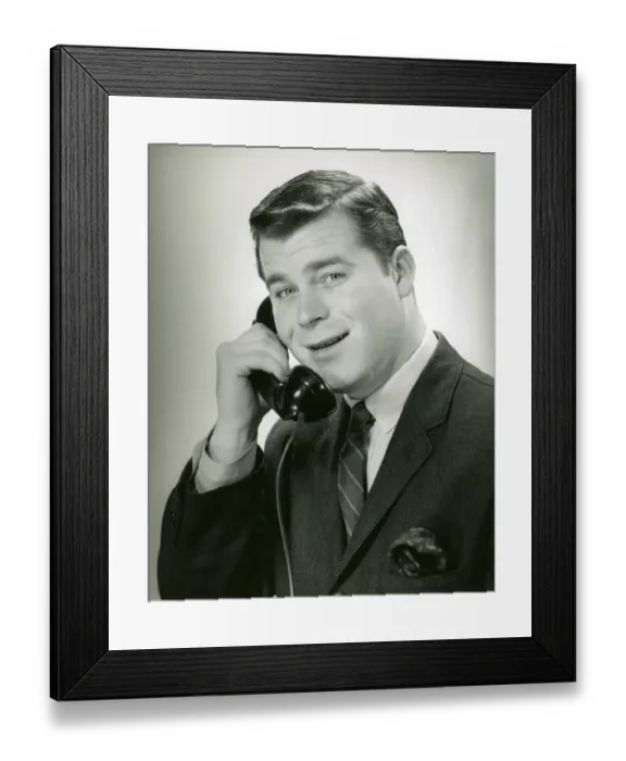 Framed Print : Man on telephone