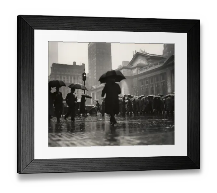 Framed Print : People with umbrellas in urban scene Framed Print : People with umbrellas in urban scene