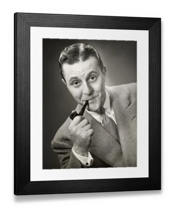 Framed Print : Portrait of man smoking pipe Framed Print : Portrait of man smoking pipe