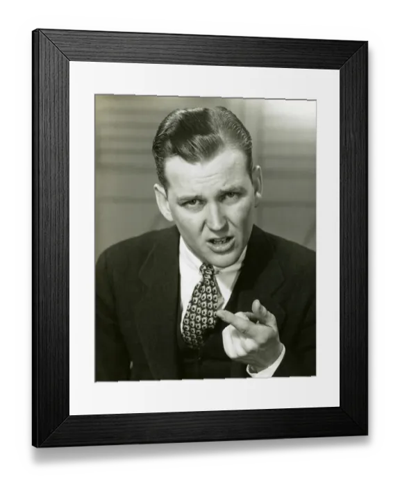 Framed Print : Concerned executive talking and gesturing Framed Print : Concerned executive talking and gesturing