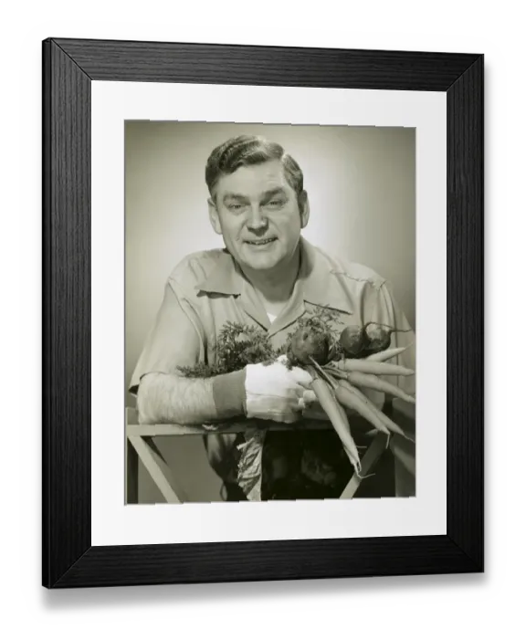 Framed Print : Farmer with newly picked carrots Framed Print : Farmer with newly picked carrots