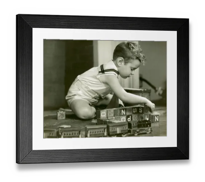 Framed Print : Boy playing with blocks Framed Print : Boy playing with blocks