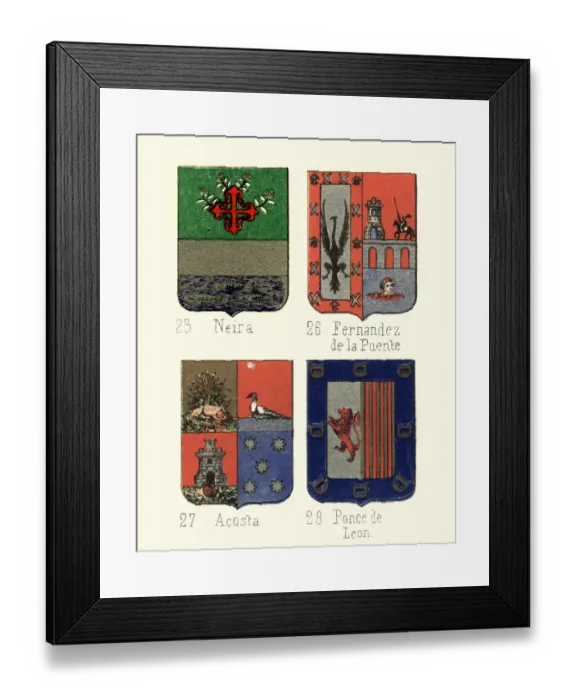 Framed Print : Heraldry Coat of Arms, Neira, Fernandez, Acosta, Ponce de Leon Framed Print : Heraldry Coat of Arms, Neira, Fernandez, Acosta, Ponce de Leon
