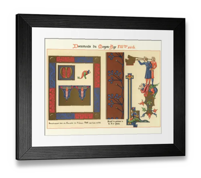 Framed Print : Examples of Medieval decorative art from illuminated manuscripts 13th Century Framed Print : Examples of Medieval decorative art from illuminated manuscripts 13th Century