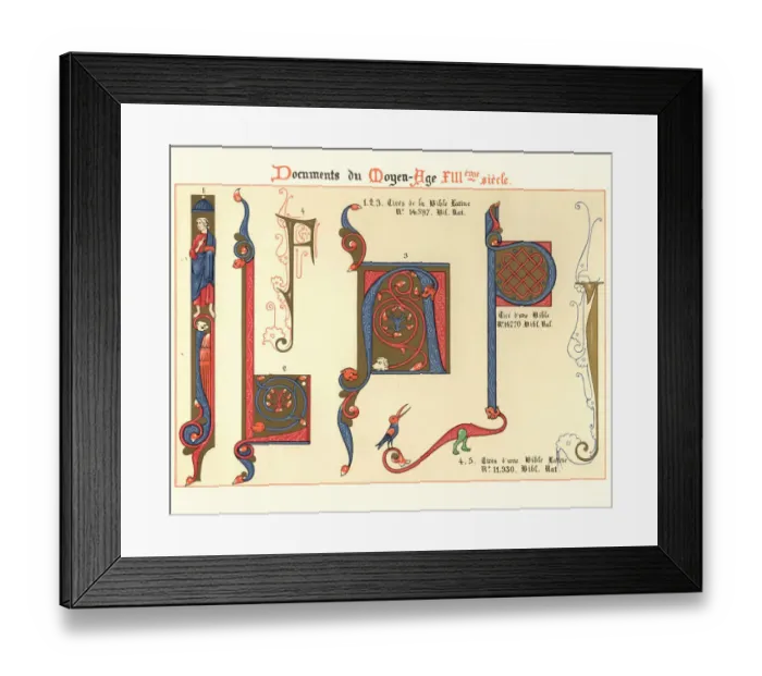 Framed Print : Examples of Medieval decorative art from illuminated manuscripts 13th Century Framed Print : Examples of Medieval decorative art from illuminated manuscripts 13th Century